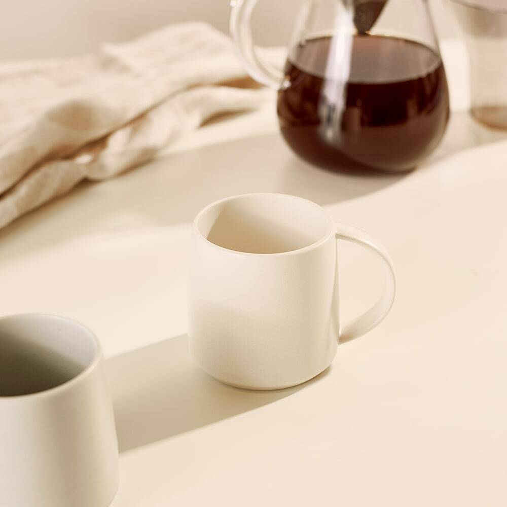 Modern White Matte Coffee Mugs, 250 ML, Microwave Safe, Dishwasher