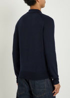 Drake's Merino Wool Polo Jumper Navy