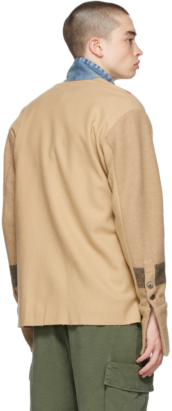 Greg Lauren Men's Striped-Blanket Boxy Kimono Jacket