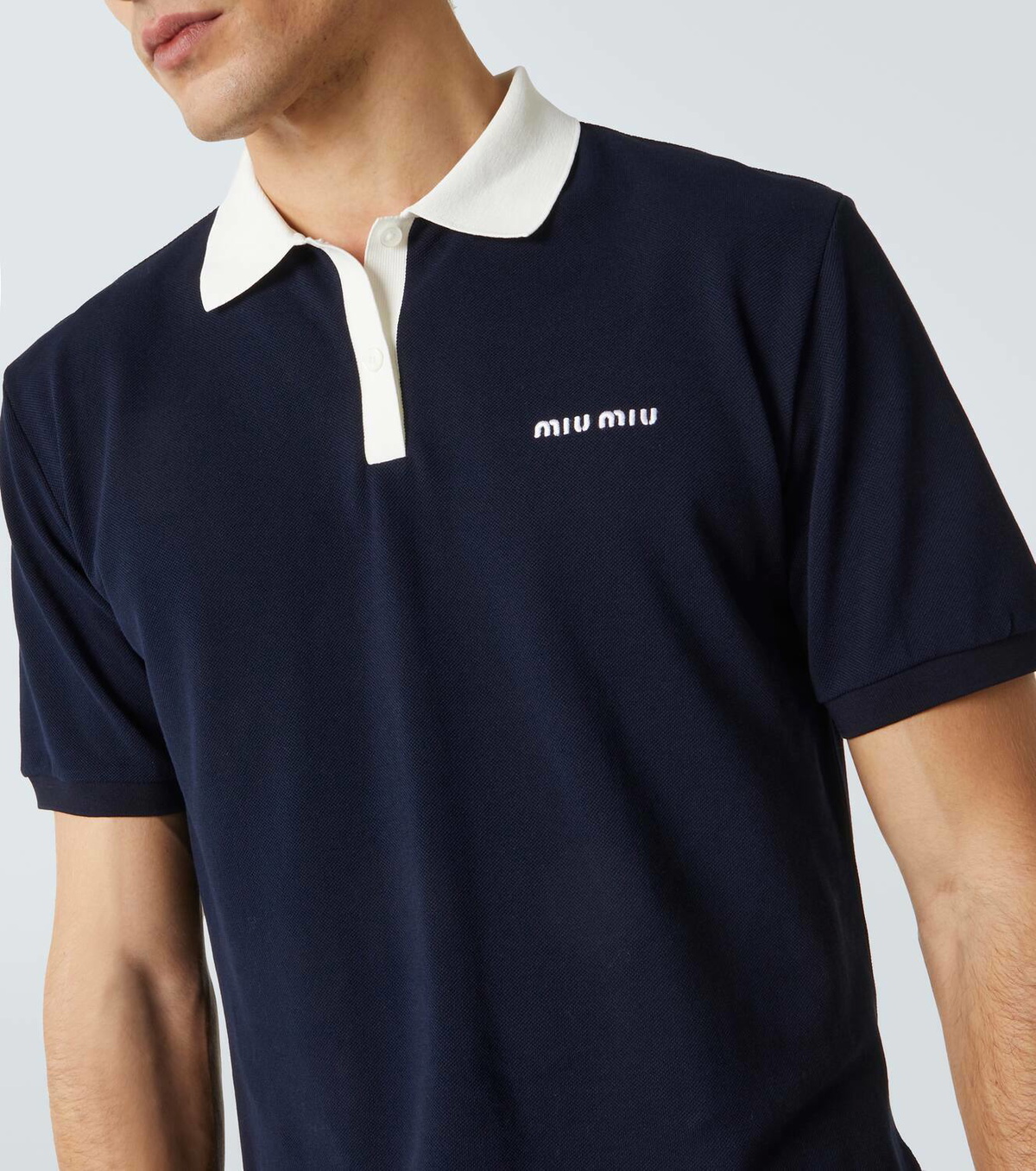 Miu Miu Logo cropped cotton piqué polo shirt Miu Miu