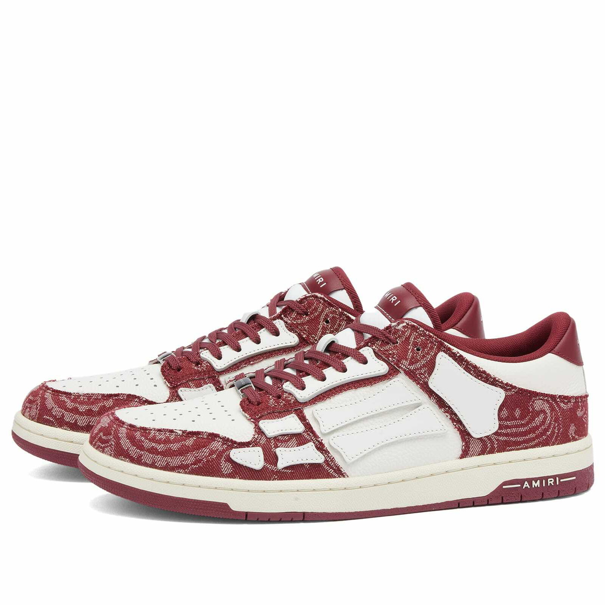 AMIRI Men's Bandana Denim Skel Low Top Sneaker in Burgundy Amiri