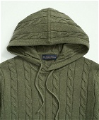 Brooks Brothers Men's Cotton Cable Knit Hoodie Sweater | Green Heather