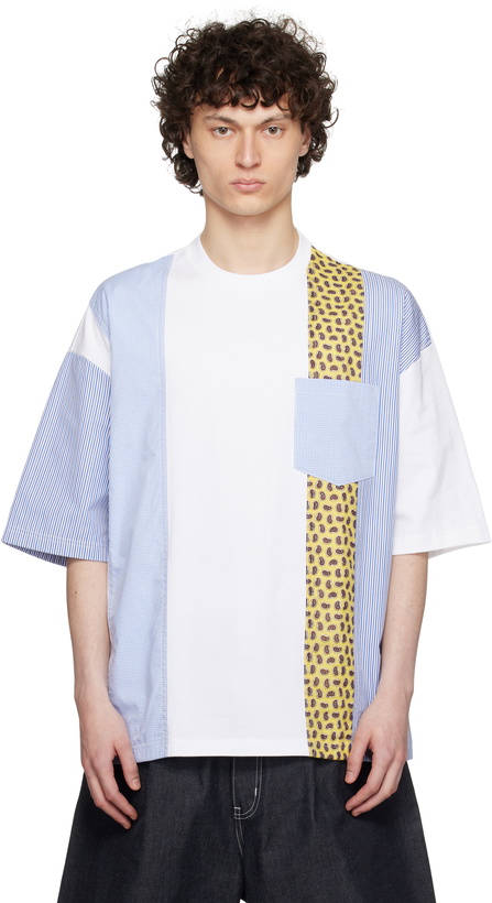 Photo: Comme des Garçons Homme White Multi Fabrics Mix T-shirt