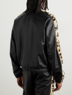 Marni - Leopard-Print Faux Fur-Trimmed Leather Jacket - Black