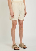 Calvin Klein Logo-embroidered Pinstriped Cotton Shorts White