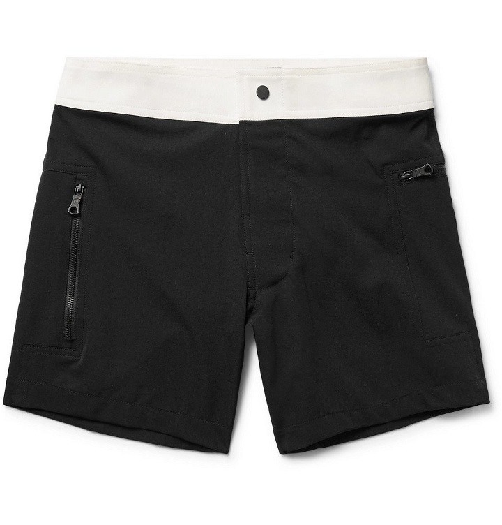Photo: Everest Isles - Draupner Two-Tone Mid-Length Swim Shorts - Black