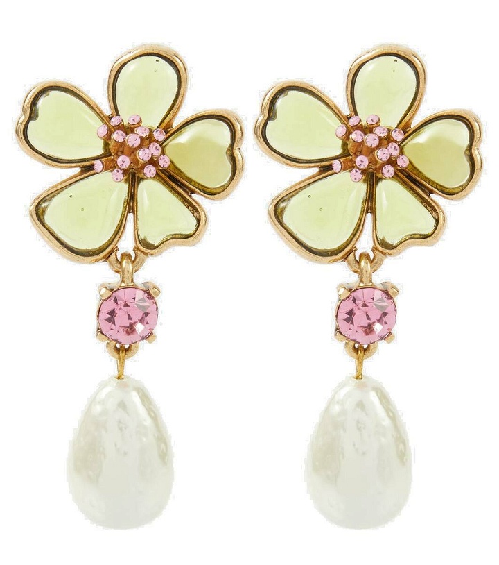 Photo: Oscar de la Renta Floral embellished drop earrings