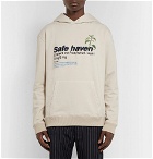 Resort Corps - Embroidered Printed Loopback Cotton-Jersey Hoodie - Off-white
