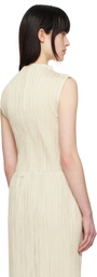 LE17SEPTEMBRE Beige Pleated Mock Neck Sleeveless Top