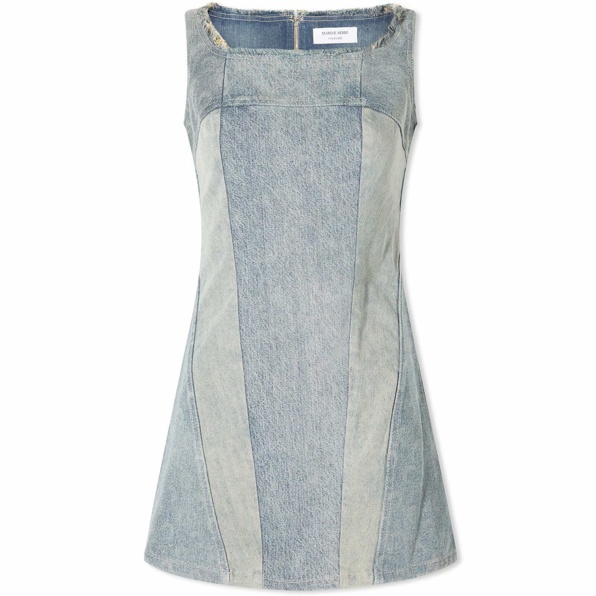 Marine Serre Women's Regenerated Denim Mini Dress in Blue Marine Serre