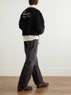 Visvim - Reversible Embroidered Wool-Fleece and Silk-Satin Bomber Jacket - Black