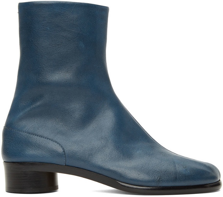 Photo: Maison Margiela Blue Leather Tabi Boots