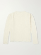 SECOND / LAYER - Distressed Waffle-Knit Wool and Cashmere-Blend Sweater - Neutrals