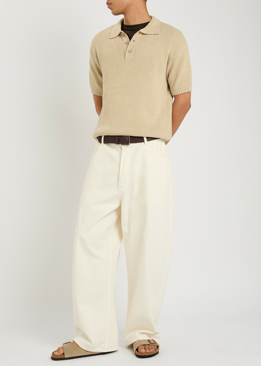 Raith Sorelle Ribbed Knit Polo Shirt Sand