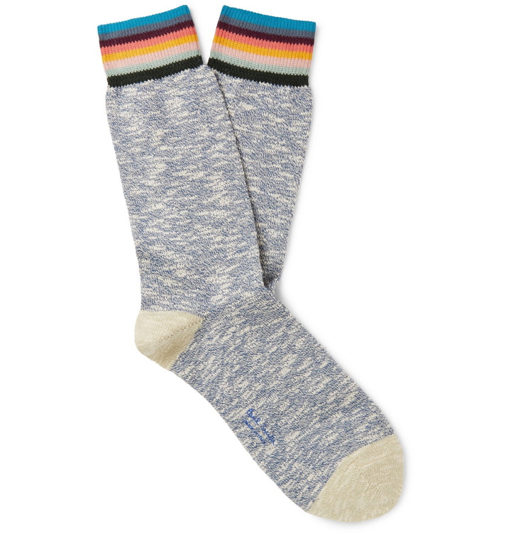Photo: Paul Smith - Naveen Striped Cotton-Blend Socks - Blue