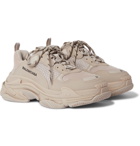 Balenciaga - Triple S Mesh and Faux Leather Sneakers - Neutrals