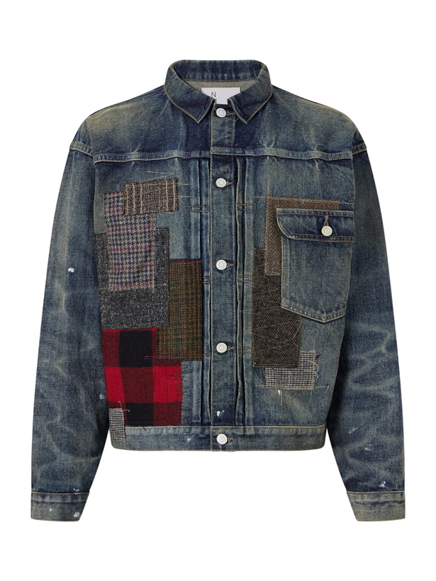 Photo: Junya Watanabe - Patchwork Distressed Paint-Splattered Denim Jacket - Blue