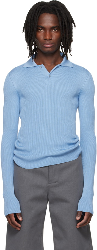 Photo: Rier Blue Fine Rib Knit Polo