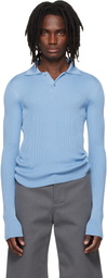 Rier Blue Fine Rib Knit Polo