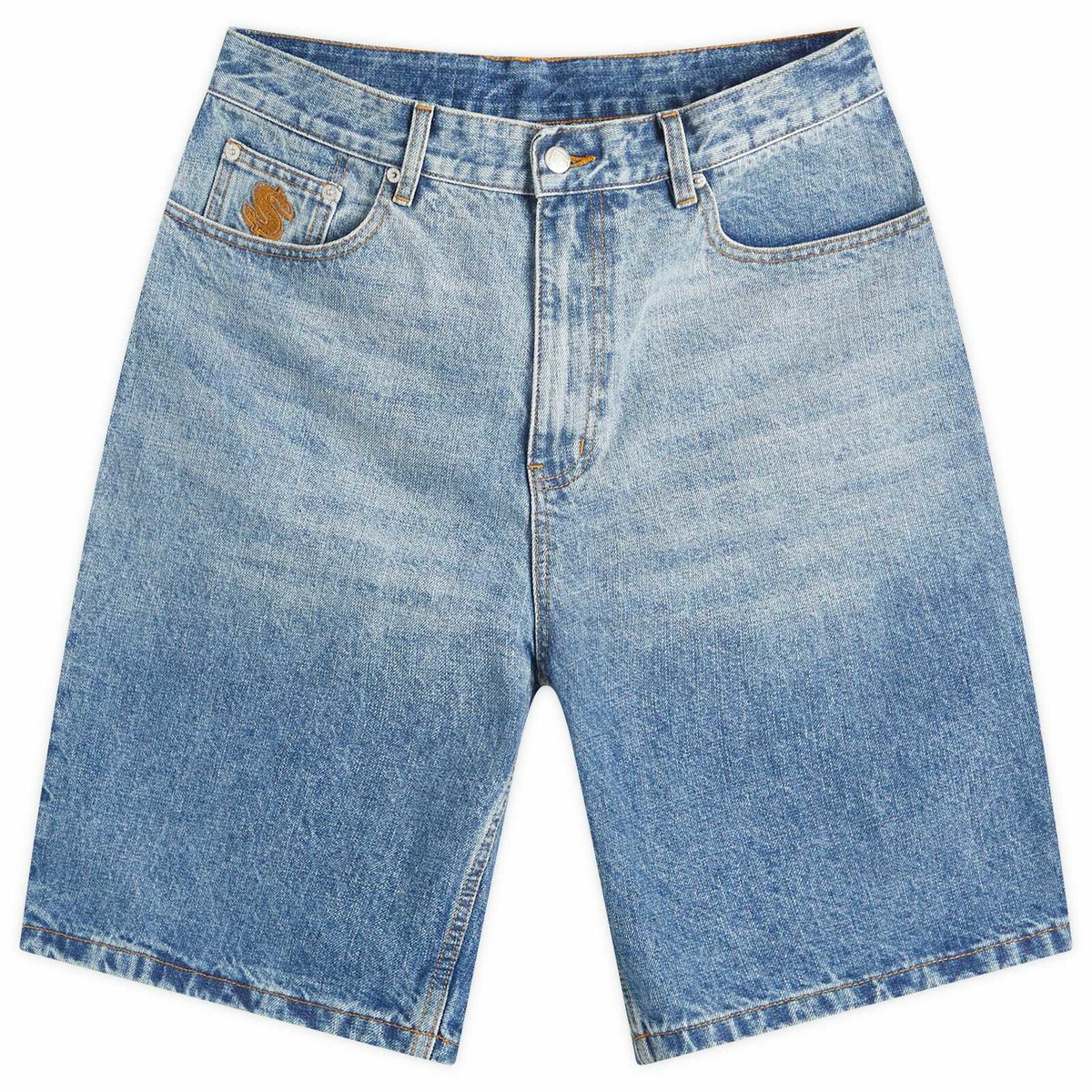 Billionaire Boys Club Men's Astro Denim Shorts in Mid Wash Blue