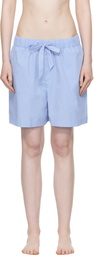 Tekla Blue Poplin Pyjama Shorts
