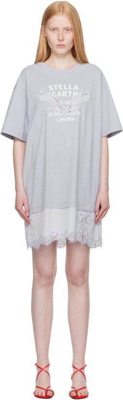 Photo: Stella McCartney Blue Lace-Insert Graphic T-shirt Minidress