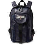 Valentino - Valentino Garavani Appliquéd Leather, Suede and Canvas Backpack - Men - Blue