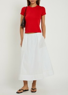 Vince Scalloped Cotton Midi Skirt White