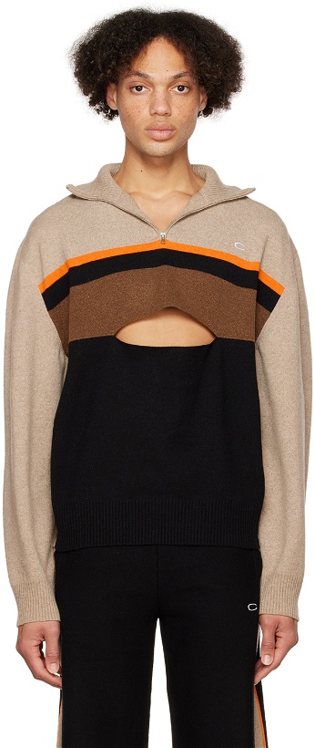 Photo: Commission Beige & Black Cut Out Sweater