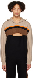 Commission Beige & Black Cut Out Sweater