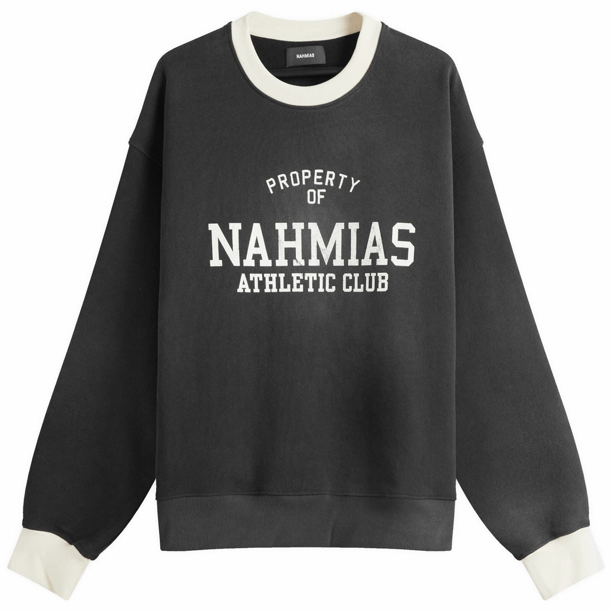 Nahmias Men's P.E. Crew Sweat in Worn Black