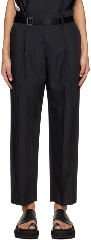 Photo: 132 5. ISSEY MIYAKE Black Oblique Fold Trousers