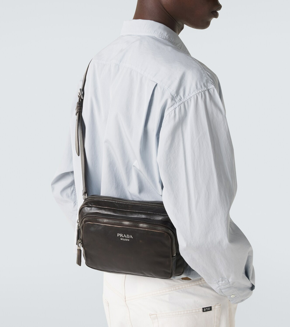 Prada Distressed leather crossbody bag