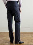Husbands - Straight-Leg Pinstriped Wool Suit Trousers - Blue