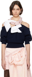 ALL-IN Navy Suspended Necklace Sweater