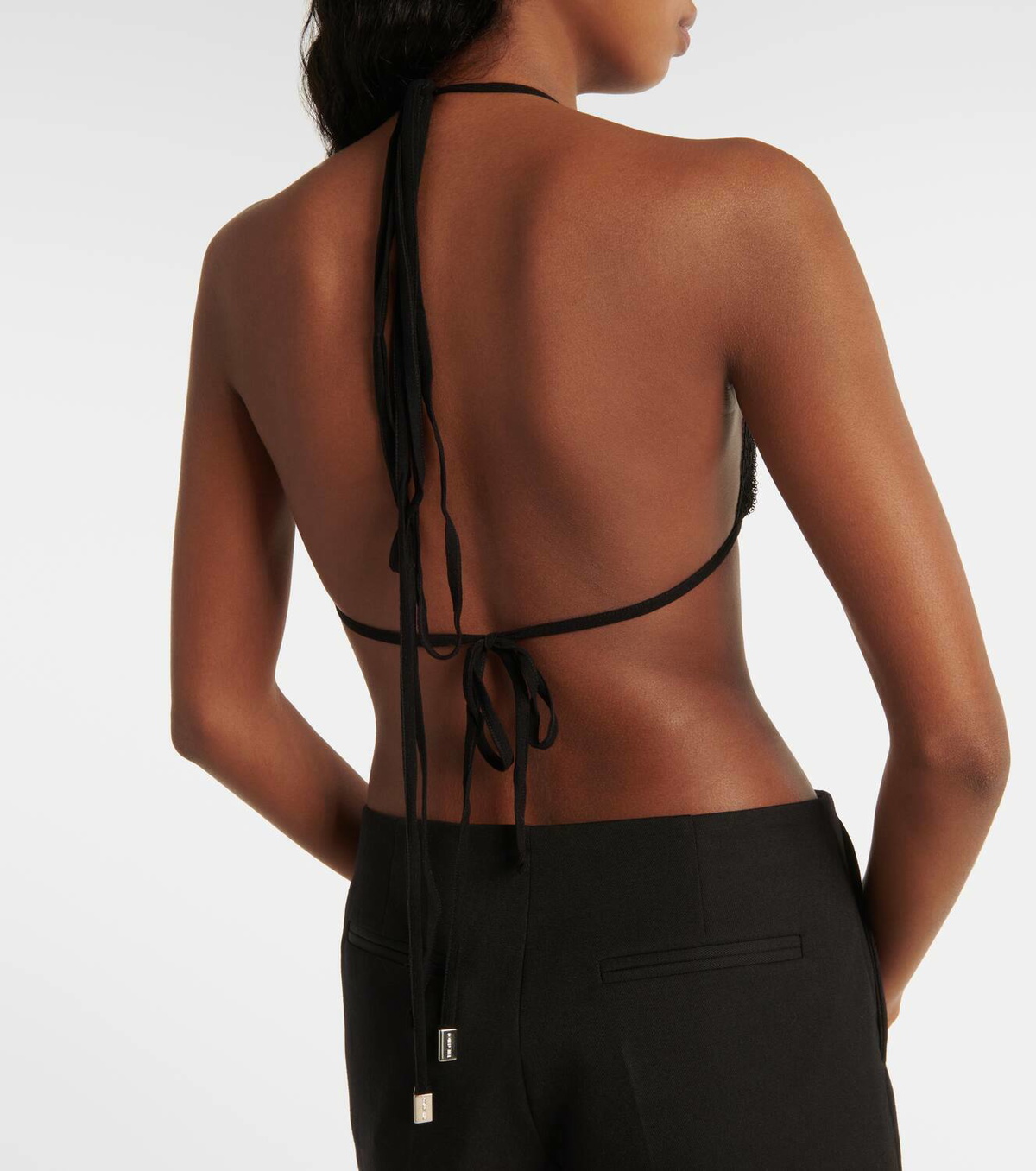 The Attico Embellished tulle bra top