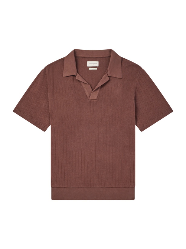 Photo: Oliver Spencer - Westcott Open-Collar Organic Cotton Polo Shirt - Brown