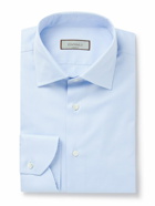 Canali - Cutaway-Collar Textured-Cotton Shirt - Blue