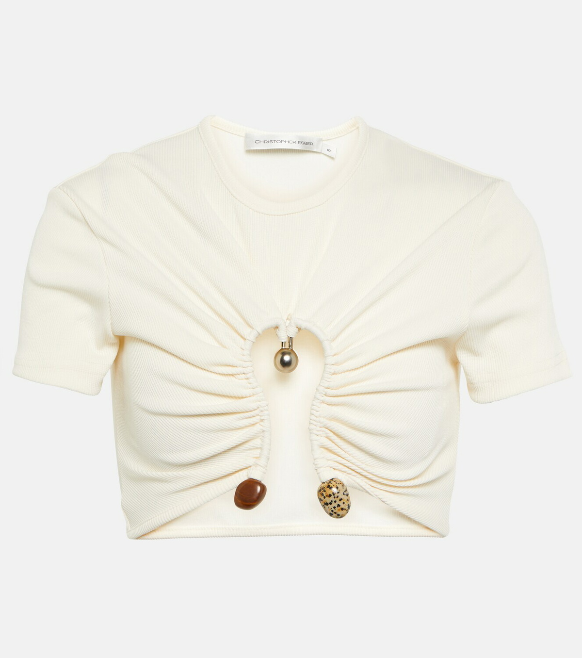 【Christopher Esber】Crescent 三日月形クロップドトップ Christopher Esber - Embellished cutout cropped top