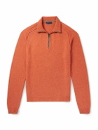 SEASE - Leather-Trimmed Cashmere Half-Zip Ski Sweater - Orange