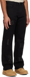 Palm Angels Black Logo Patch Straight Jeans