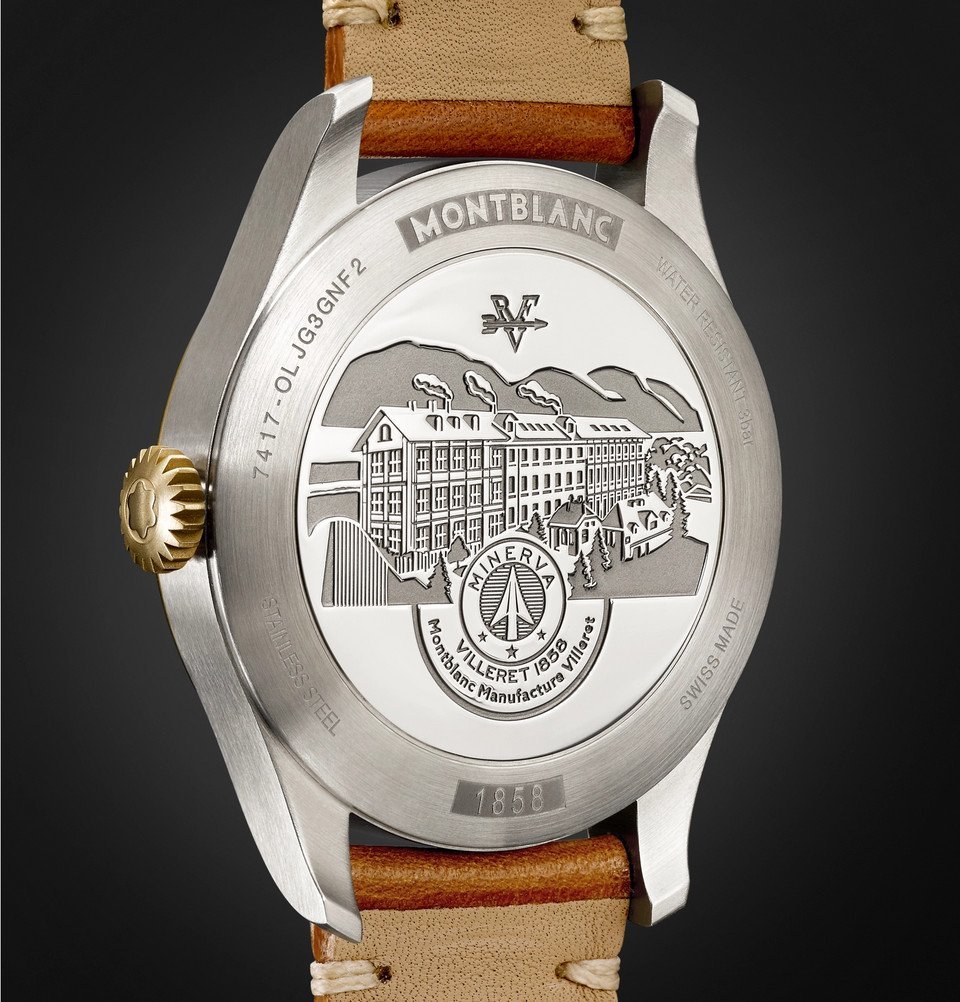 Montblanc - 1858 Automatic 44mm Stainless Steel and Leather Watch - Men - Black