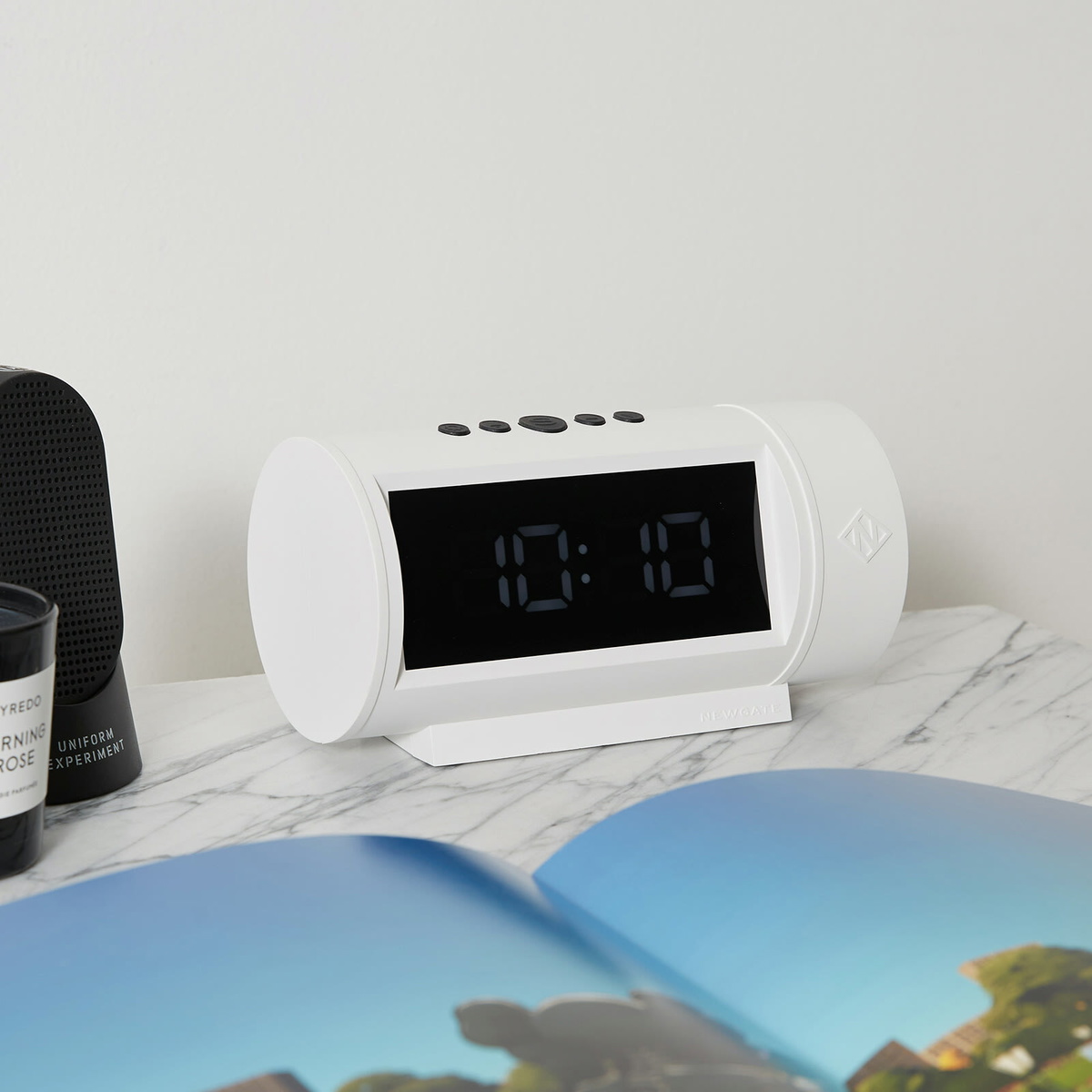 Newgate Clocks Pil LED Alarm Clock in White 