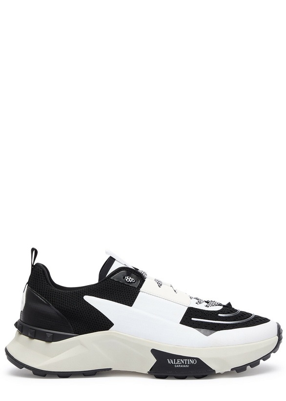 Photo: Valentino True Act Panelled Mesh Sneakers Black And White
