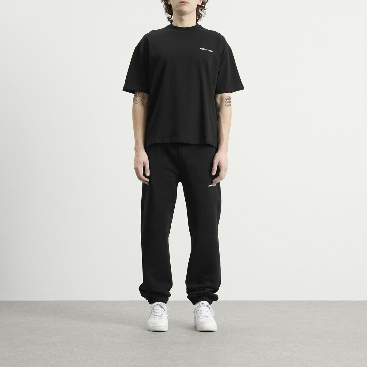 ANNIE HOOD Men's Mini Logo T-Shirt in Black