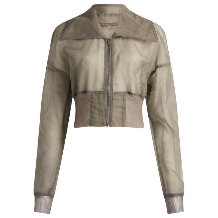 Photo: Rick Owens Women's Dracucollar Cropped Bomber Jacket in Dust