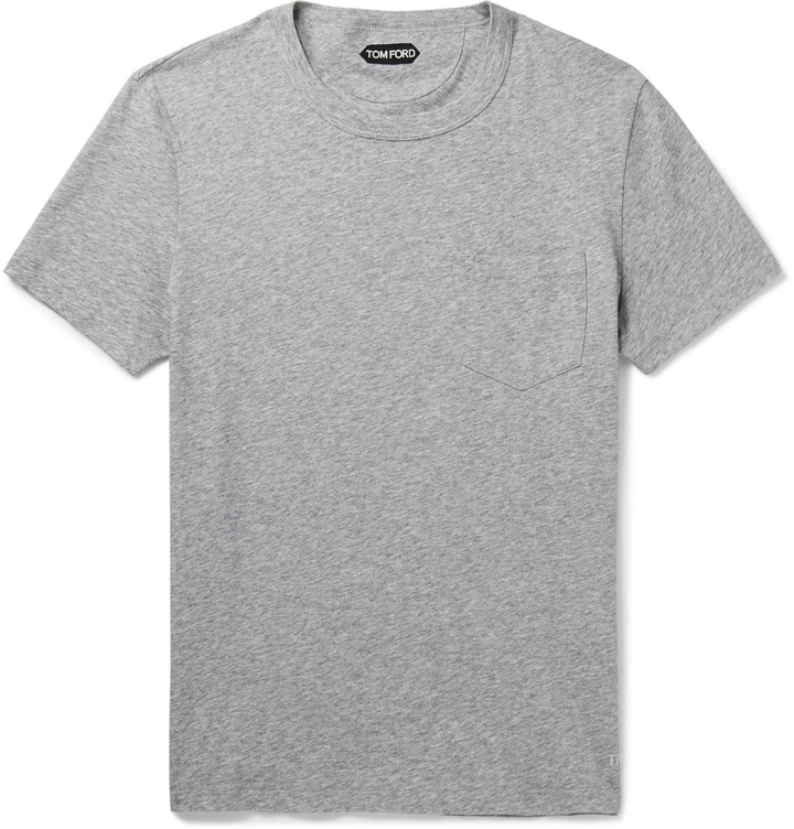 Photo: TOM FORD - Melangé Cotton-Jersey T-Shirt - Gray