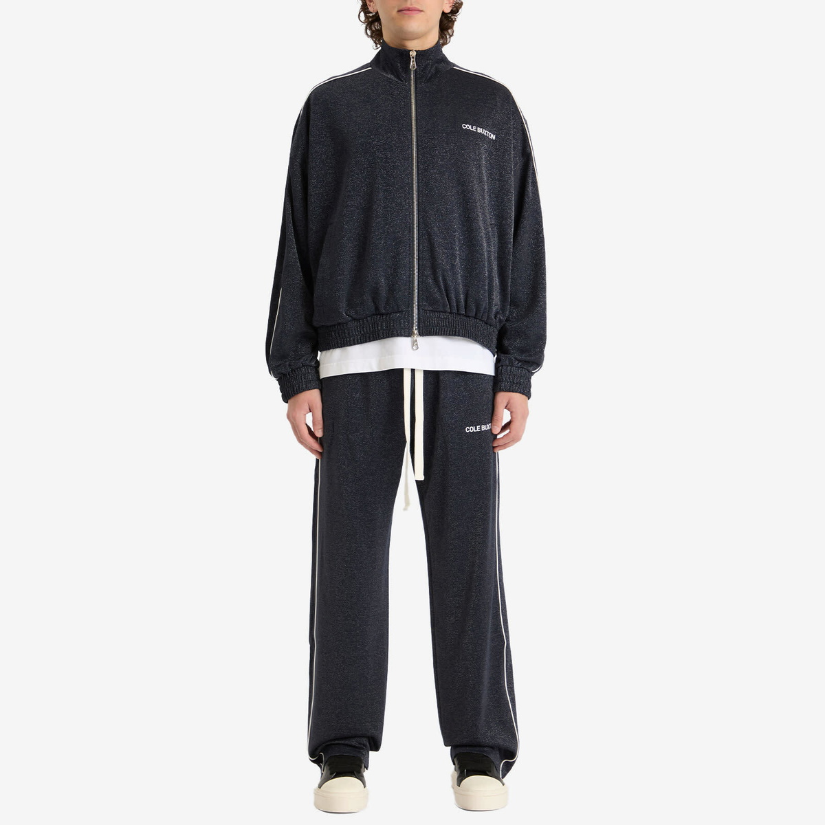 Cole Buxton Men's Glitter Piped Track Pant in Navy