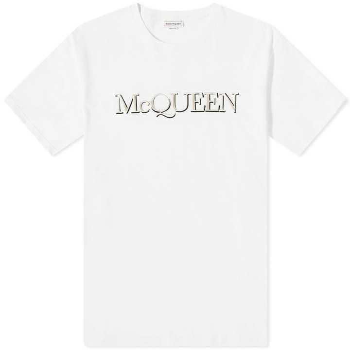 Photo: Alexander McQueen Men's Embroidered Logo T-Shirt in White/Mix