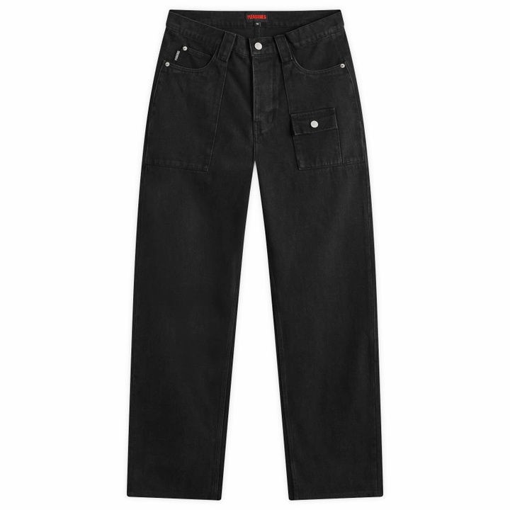 Photo: Pleasures Men's Grind Baggy Denim Jeans in Black